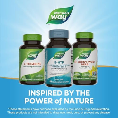 Nature's Way 5-HTP Tabletten, L-5-Hydroxytryptophan, fördert positive Stimmung*, mit Vitamin B6 und C, Griffonia-Bohnen-Extrakt, 60 Tabletten