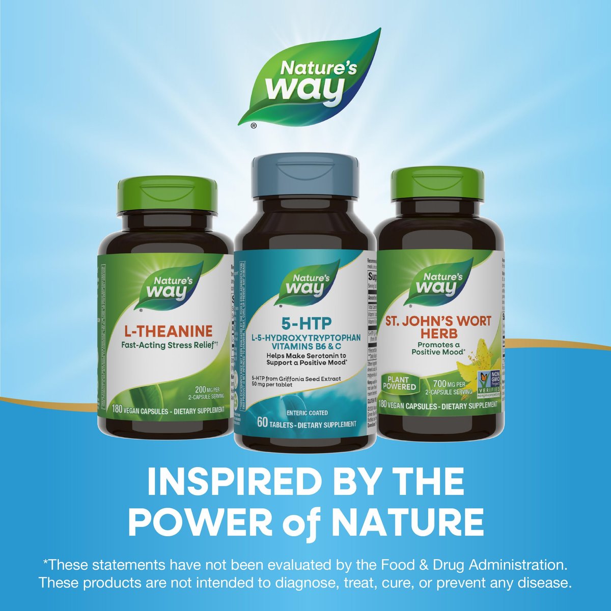 Nature's Way 5-HTP Tabletten, L-5-Hydroxytryptophan, fördert positive Stimmung*, mit Vitamin B6 und C, Griffonia-Bohnen-Extrakt, 60 Tabletten