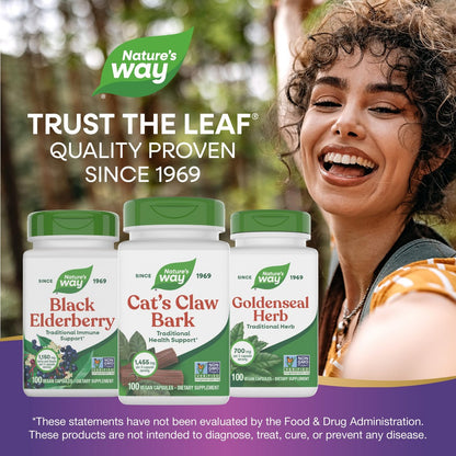 Nature's Way Katzenkralle Rinde, traditionelle Unterstützung*, 1.455 mg pro 3-Kapsel-Portion, Non-GMO Project verifiziert, 100 vegane Kapseln (Verpackung kann variieren)