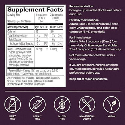 Nature’s Way Sambucus Holunderbeeren Sirup – Traditionelle Immununterstützung mit hochkonzentriertem Holunderextrakt & Antioxidantien, für Erwachsene & Kinder ab 7 Jahren, Beerengeschmack, 118 ml