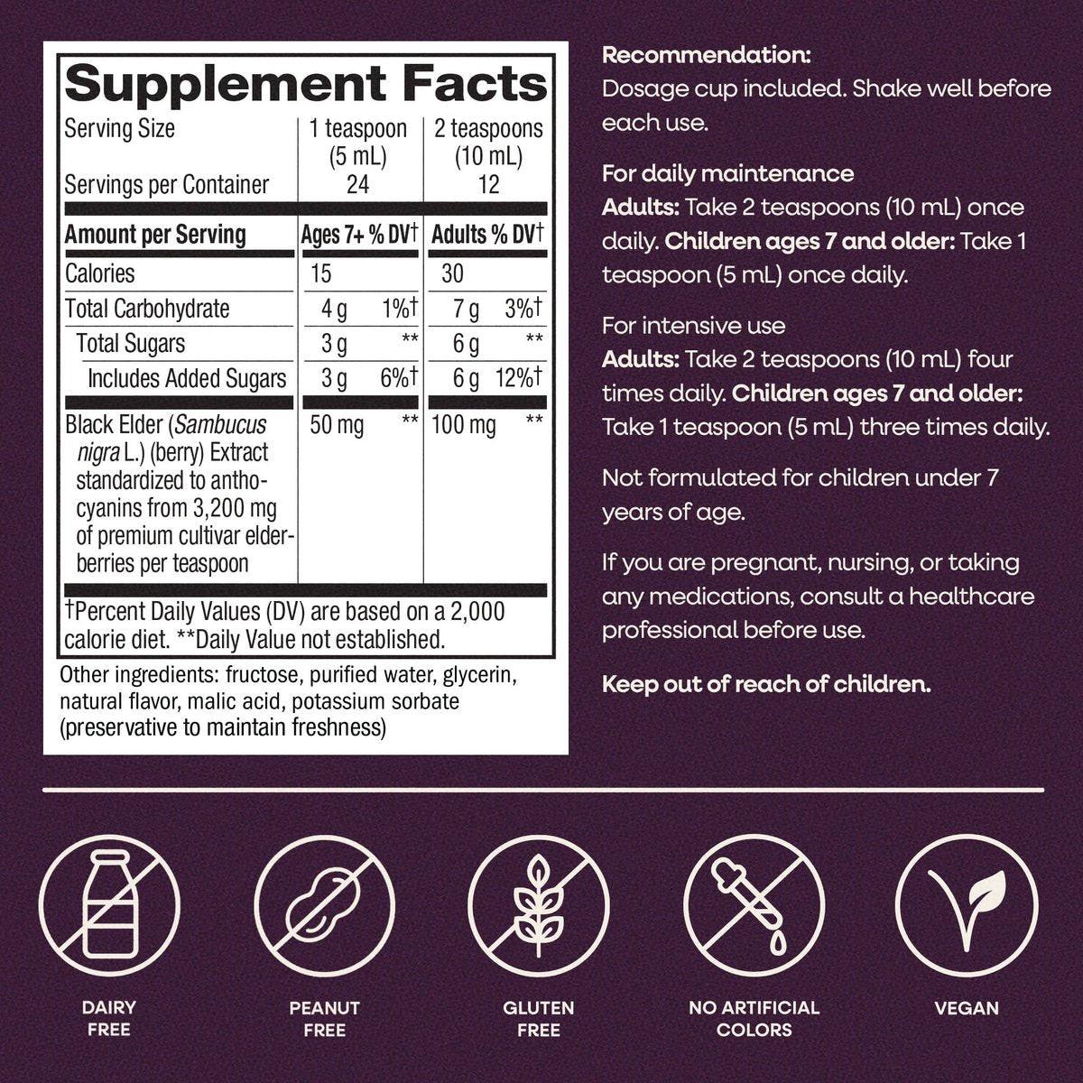Nature’s Way Sambucus Holunderbeeren Sirup – Traditionelle Immununterstützung mit hochkonzentriertem Holunderextrakt & Antioxidantien, für Erwachsene & Kinder ab 7 Jahren, Beerengeschmack, 118 ml
