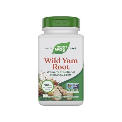 Nature's Way Wilde Yam Wurzel Kapseln, Unterstützung für die traditionelle Frauengesundheit*, 700 mg pro 2-Kapsel-Portion, Non-GMO Project Verified, 100 vegane Kapseln (Verpackung kann variieren)