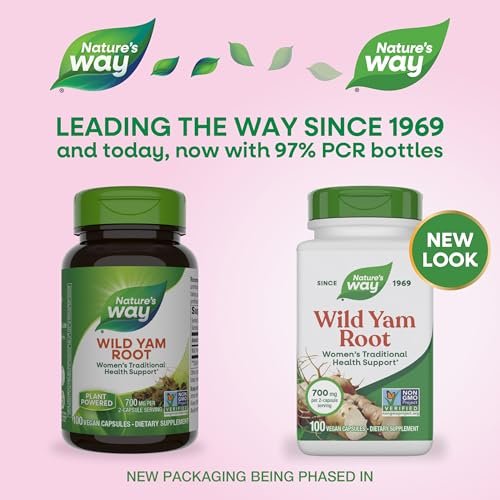 Nature's Way Wilde Yam Wurzel Kapseln, Unterstützung für die traditionelle Frauengesundheit*, 700 mg pro 2-Kapsel-Portion, Non-GMO Project Verified, 100 vegane Kapseln (Verpackung kann variieren)