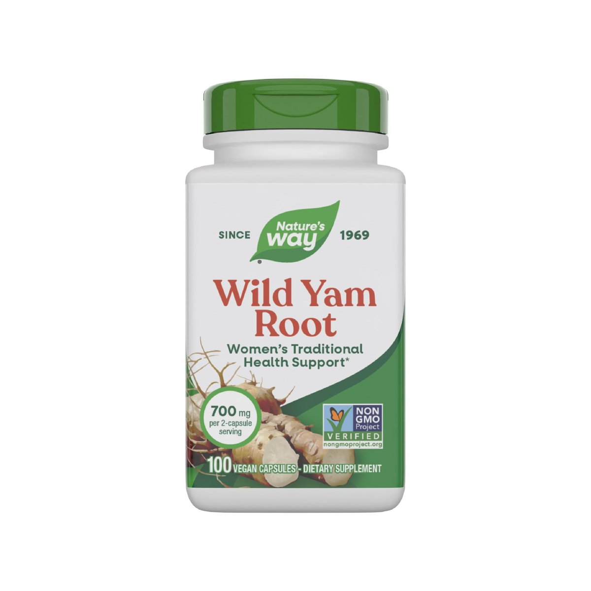 Nature's Way Wilde Yam Wurzel Kapseln, Unterstützung für die traditionelle Frauengesundheit*, 700 mg pro 2-Kapsel-Portion, Non-GMO Project Verified, 100 vegane Kapseln (Verpackung kann variieren)