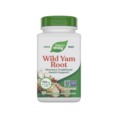 Nature's Way Wilde Yam Wurzel Kapseln, Unterstützung für die traditionelle Frauengesundheit*, 700 mg pro 2-Kapsel-Portion, Non-GMO Project Verified, 100 vegane Kapseln (Verpackung kann variieren)