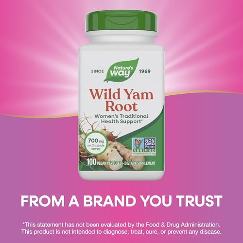 Nature's Way Wilde Yam Wurzel Kapseln, Unterstützung für die traditionelle Frauengesundheit*, 700 mg pro 2-Kapsel-Portion, Non-GMO Project Verified, 100 vegane Kapseln (Verpackung kann variieren)