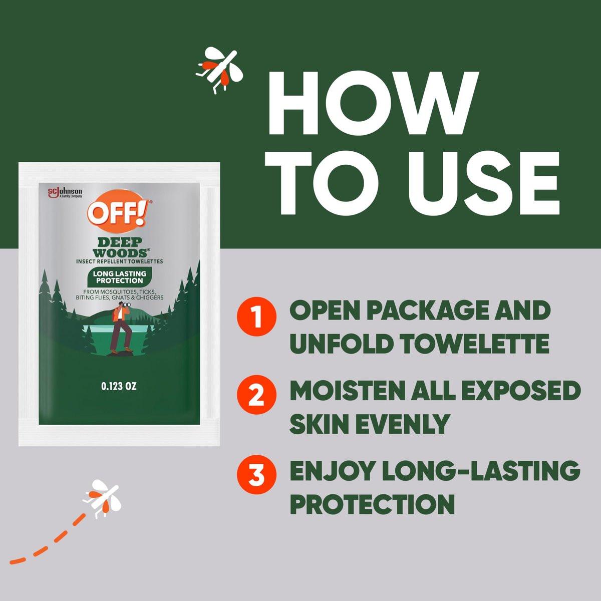 OFF! Deep Woods Mückenschutz-Tücher, langanhaltend, 12 einzeln verpackte Tücher (1 Packung)
