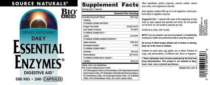 Source Naturals Essential Enzymes Verdauungshilfe - 500 mg - 240 Kapseln