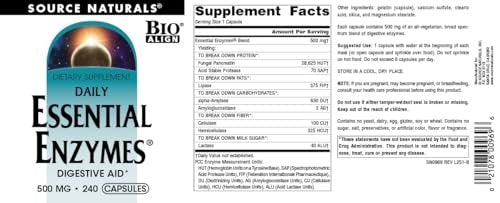 Source Naturals Essential Enzymes Verdauungshilfe - 500 mg - 240 Kapseln