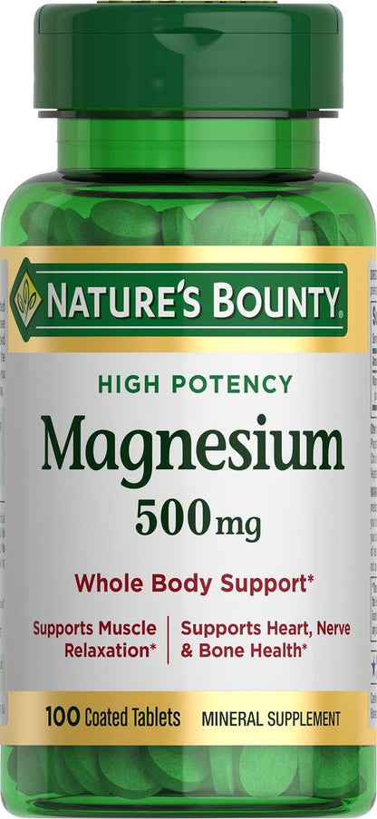 Nature's Bounty Magnesium 500 mg, 100 Tabletten – Mineralstoff für Knochen- und Muskelgesundheit