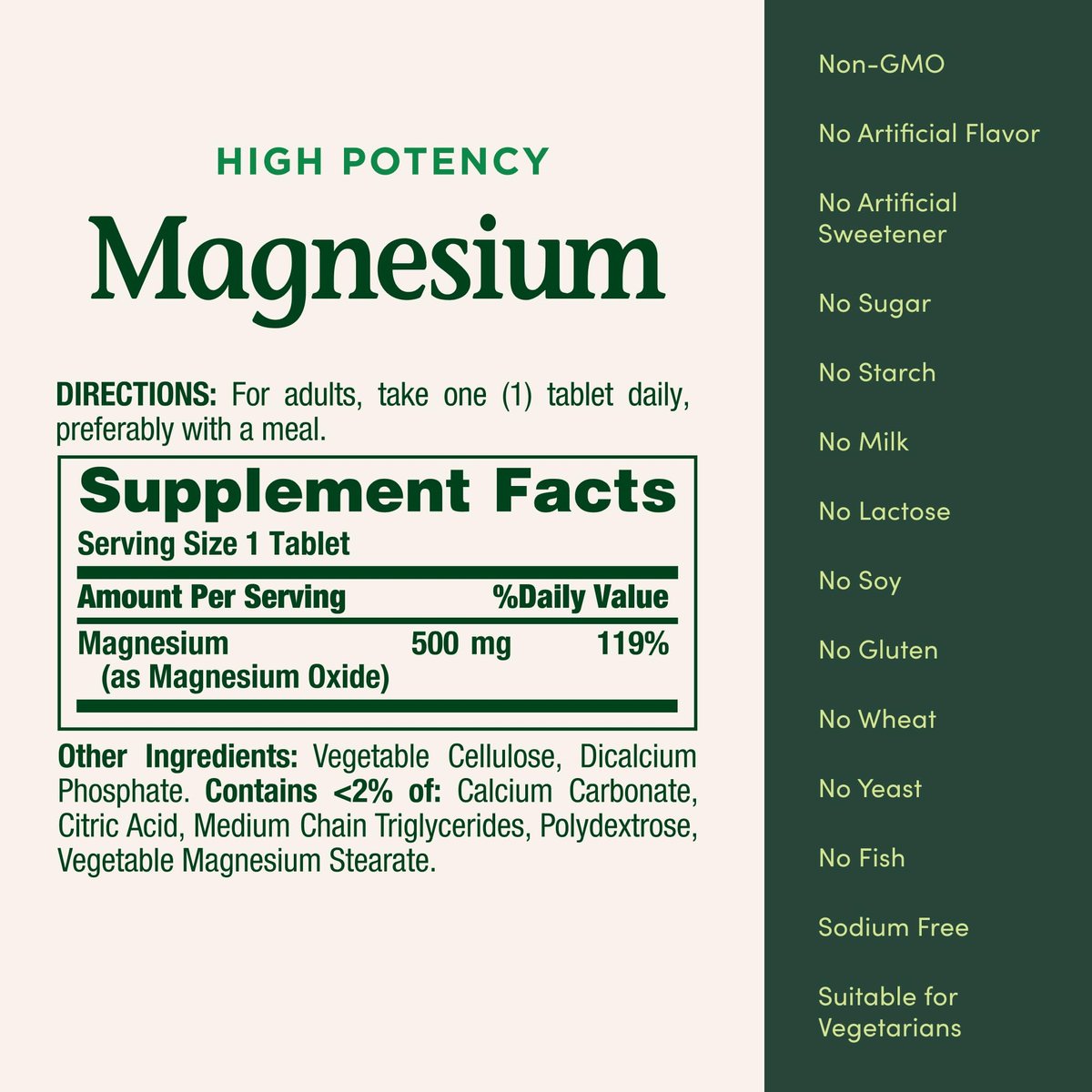 Nature's Bounty Magnesium 500 mg, 100 Tabletten – Mineralstoff für Knochen- und Muskelgesundheit