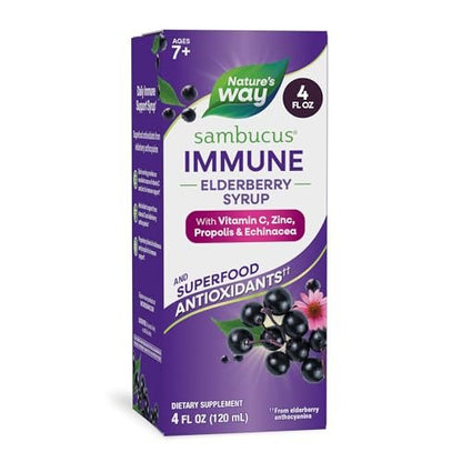 Nature's Way Sambucus Holunderbeeren-Sirup mit Vitamin C, Zink, Echinacea und Propolis – Immununterstützung, 240 ml (8 Fl Oz)
