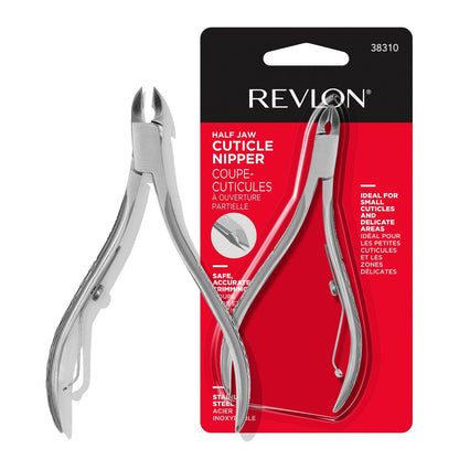 Revlon Halbkiefer Nagelhautzange, Maniküre-Werkzeug für die Nagelpflege, Nagelhautschere, für präzisere Schnitte, rutschfester Griff, Edelstahl, 1 Stück