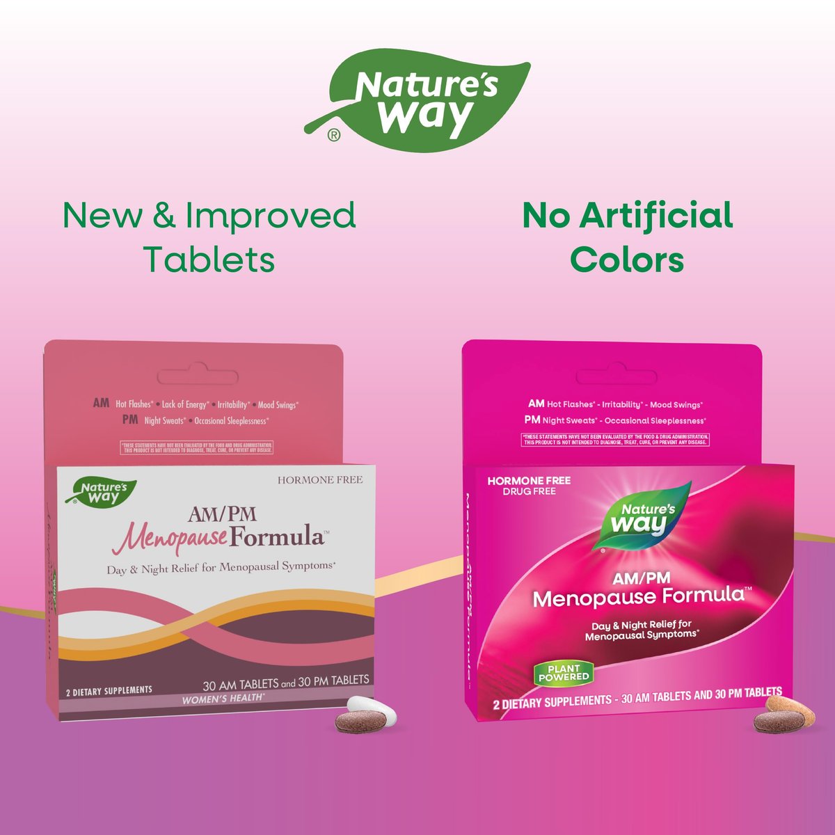 Nature's Way AM/PM Menopause Unterstützung für Frauen – Hormonfreie Formel mit Schwarztee, Theanin, Baldrian – 60 Tabletten – Linderung von Hitzewallungen, Nachtschweiß, Stimmungsschwankungen und Förderung erholsamen Schlafs