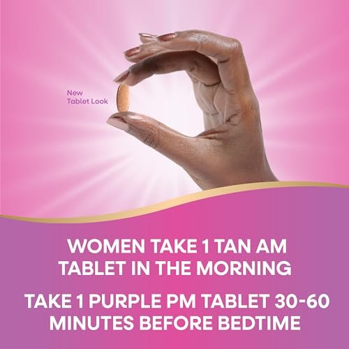 Nature's Way AM/PM Menopause Unterstützung für Frauen – Hormonfreie Formel mit Schwarztee, Theanin, Baldrian – 60 Tabletten – Linderung von Hitzewallungen, Nachtschweiß, Stimmungsschwankungen und Förderung erholsamen Schlafs