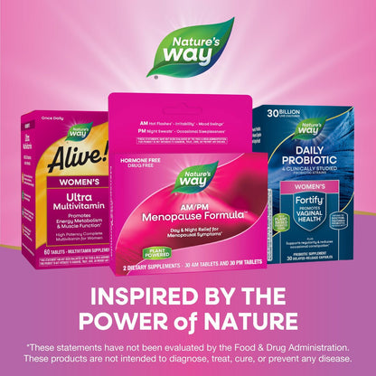 Nature's Way AM/PM Menopause Unterstützung für Frauen – Hormonfreie Formel mit Schwarztee, Theanin, Baldrian – 60 Tabletten – Linderung von Hitzewallungen, Nachtschweiß, Stimmungsschwankungen und Förderung erholsamen Schlafs