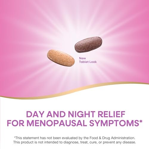 Nature's Way AM/PM Menopause Unterstützung für Frauen – Hormonfreie Formel mit Schwarztee, Theanin, Baldrian – 60 Tabletten – Linderung von Hitzewallungen, Nachtschweiß, Stimmungsschwankungen und Förderung erholsamen Schlafs