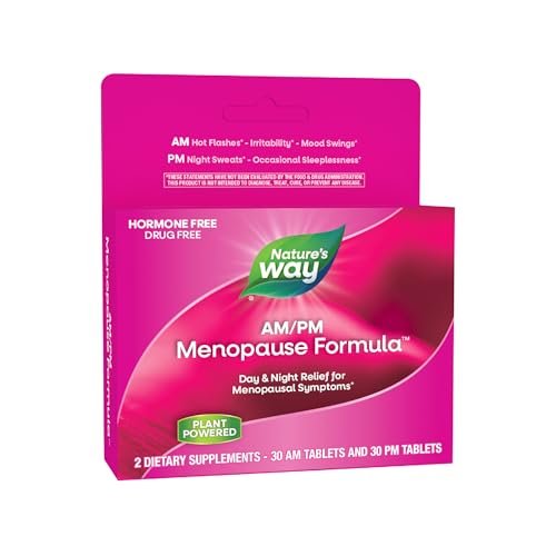 Nature's Way AM/PM Menopause Unterstützung für Frauen – Hormonfreie Formel mit Schwarztee, Theanin, Baldrian – 60 Tabletten – Linderung von Hitzewallungen, Nachtschweiß, Stimmungsschwankungen und Förderung erholsamen Schlafs