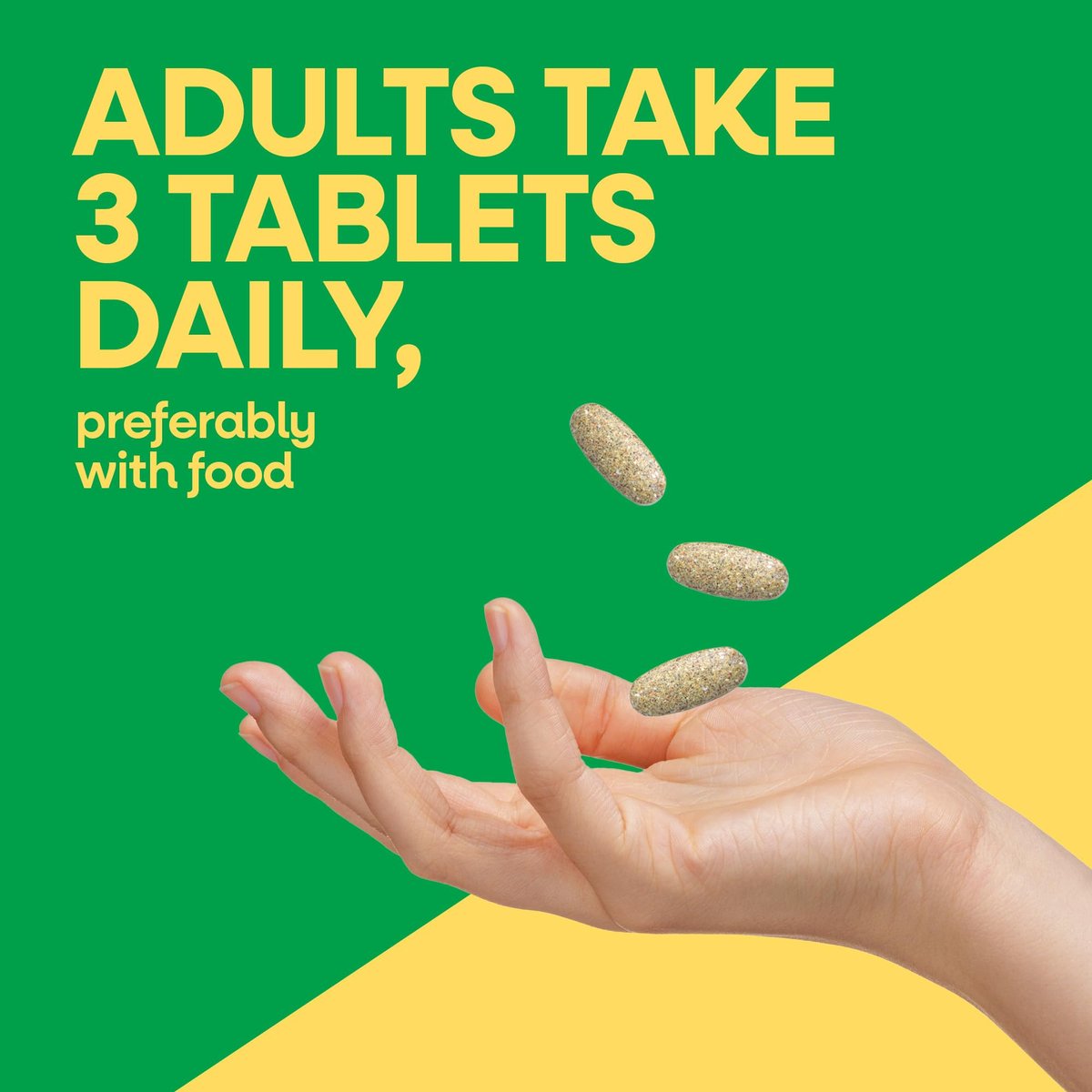 Nature's Way Alive! Max3 Tagesmultivitamin, Hochdosiertes Multivitamin für Erwachsene zur Unterstützung des Zellstoffwechsels, der Herz- und Muskelfunktion für Frauen und Männer*, Ohne Eisen, 90 Tabletten