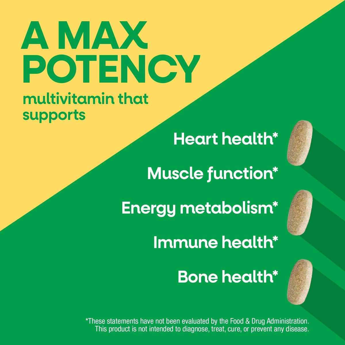 Nature's Way Alive! Max3 Tagesmultivitamin, Hochdosiertes Multivitamin für Erwachsene zur Unterstützung des Zellstoffwechsels, der Herz- und Muskelfunktion für Frauen und Männer*, Ohne Eisen, 90 Tabletten