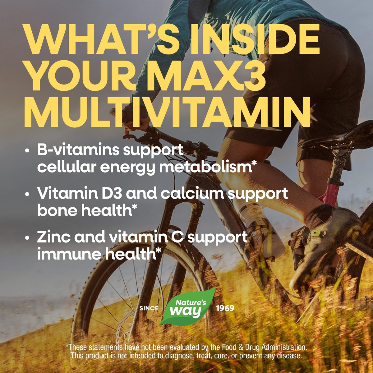 Nature's Way Alive! Max3 Tagesmultivitamin, Hochdosiertes Multivitamin für Erwachsene zur Unterstützung des Zellstoffwechsels, der Herz- und Muskelfunktion für Frauen und Männer*, Ohne Eisen, 90 Tabletten