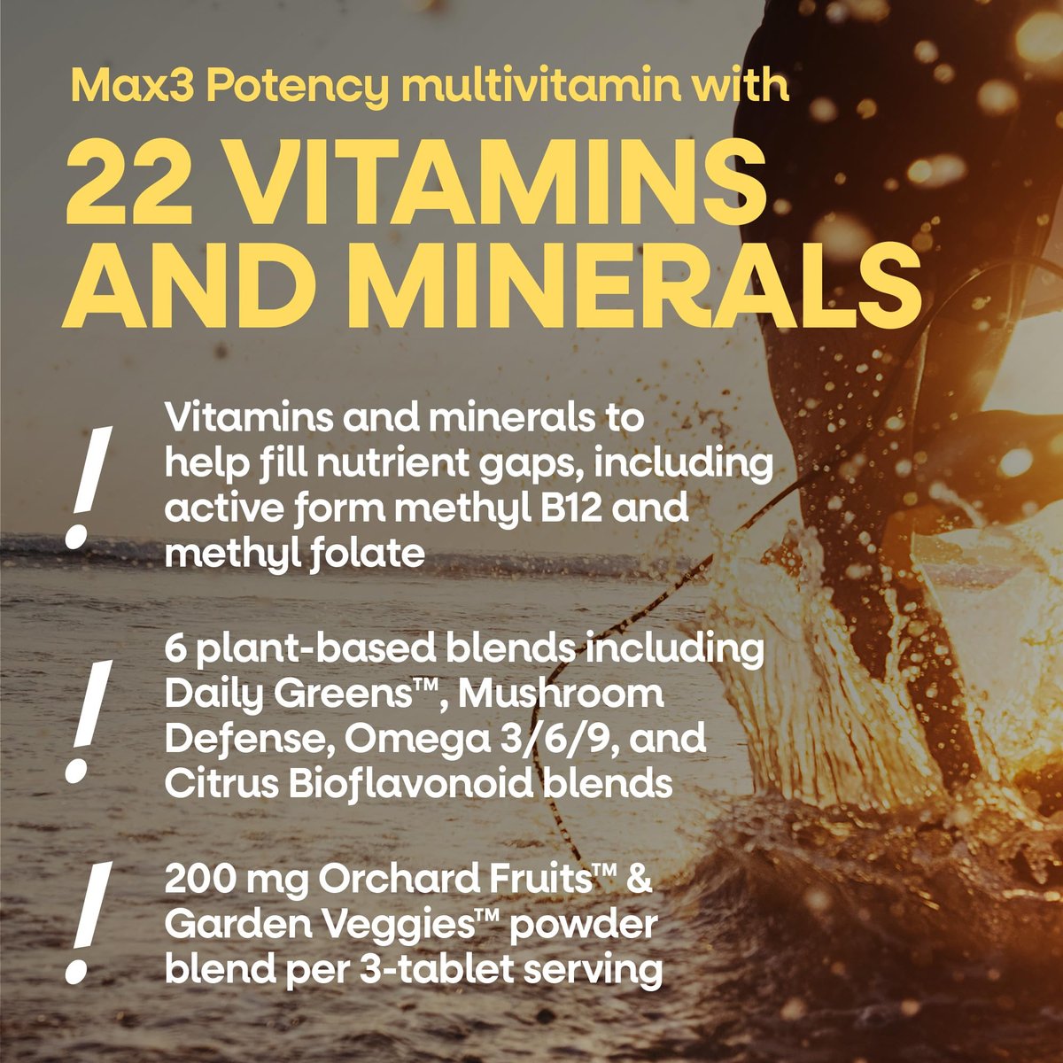 Nature's Way Alive! Max3 Tagesmultivitamin, Hochdosiertes Multivitamin für Erwachsene zur Unterstützung des Zellstoffwechsels, der Herz- und Muskelfunktion für Frauen und Männer*, Ohne Eisen, 90 Tabletten