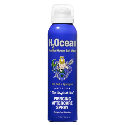 H2Ocean Piercing Aftercare Spray – Meerwasserspray für Körper- und Gesichtspiercings – Ohr-, Nasen-, Bauchnabel-, Mund- und Körperpiercing-Reiniger, Pflegelösung für neue Piercings – 118 ml