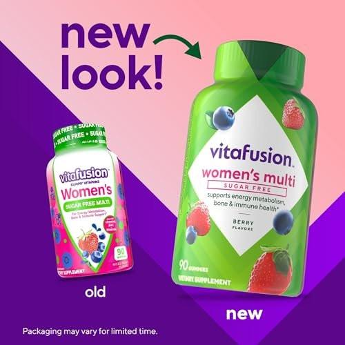 Vitafusion Frauen Tägliches Multivitamin Präparat, Zuckerfreie Gummis für Energie, Knochen & Immunsystem, Keto-freundlich, 90 Stück