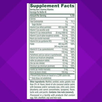 Vitafusion Frauen Tägliches Multivitamin Präparat, Zuckerfreie Gummis für Energie, Knochen & Immunsystem, Keto-freundlich, 90 Stück