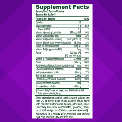 Vitafusion Frauen Tägliches Multivitamin Präparat, Zuckerfreie Gummis für Energie, Knochen & Immunsystem, Keto-freundlich, 90 Stück