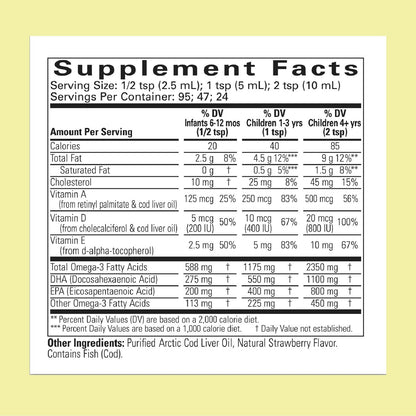 ChildLife Essentials Lebertran Fischöl für Kinder – Arktisches Lebertran-Öl für Babys ab 6 Monaten & Kleinkinder, mit DHA, EPA, Omega-3-Fettsäuren – Erdbeergeschmack, 237 ml