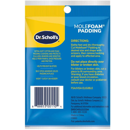 Dr. Scholl's Molefoam 2 Streifen - 0,05 oz. | Druckentlastung für Hühneraugen & Hornhaut