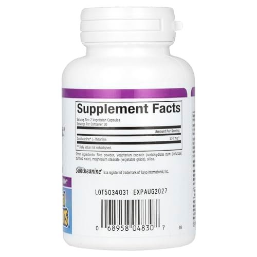 Natural Factors Stress-Relax Suntheanine L-Theanin 125 mg – 60 Kapseln für geistige Ruhe und Entspannung ohne Müdigkeit