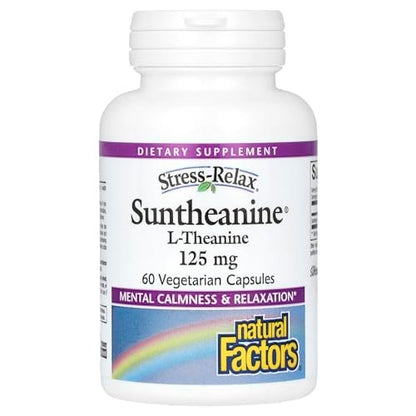 Natural Factors Stress-Relax Suntheanine L-Theanin 125 mg – 60 Kapseln für geistige Ruhe und Entspannung ohne Müdigkeit