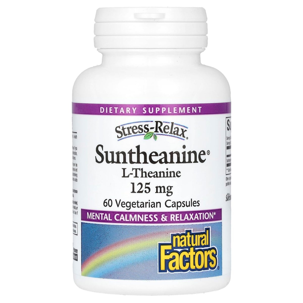Natural Factors Stress-Relax Suntheanine L-Theanin 125 mg – 60 Kapseln für geistige Ruhe und Entspannung ohne Müdigkeit