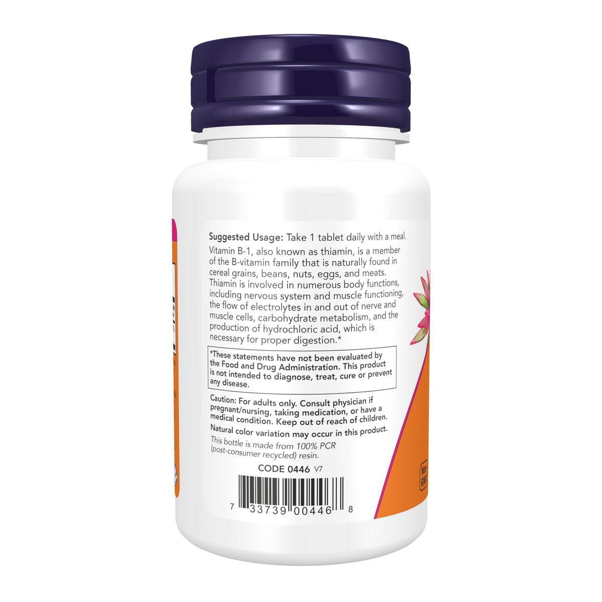 NOW Foods Vitamin B-1 100 mg – 100 Tabletten für Energieproduktion und Nervensystem