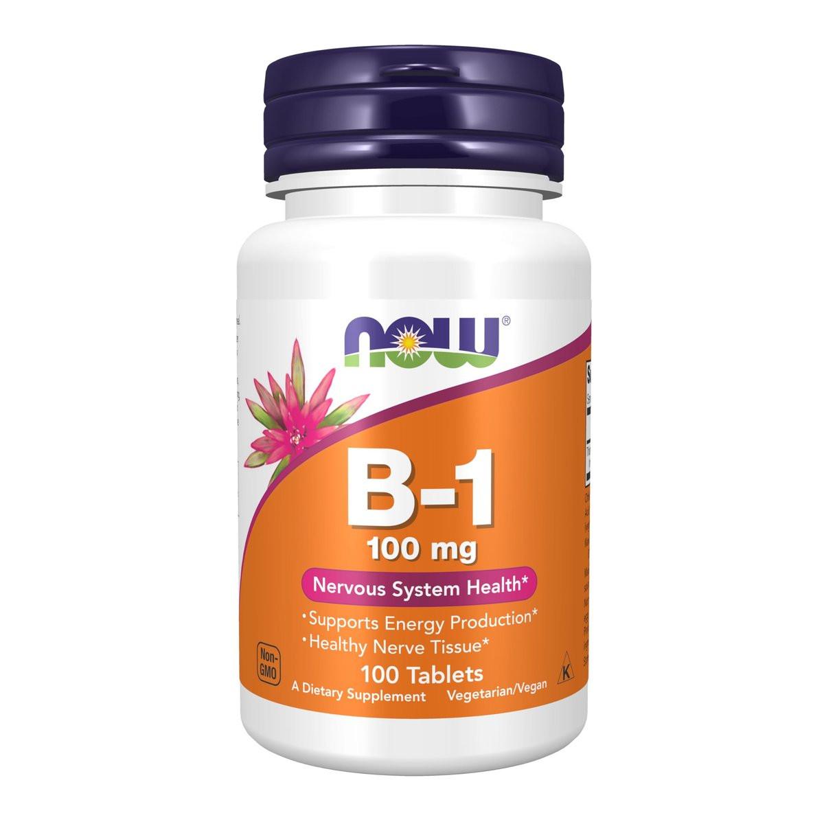 NOW Foods Vitamin B-1 100 mg – 100 Tabletten für Energieproduktion und Nervensystem