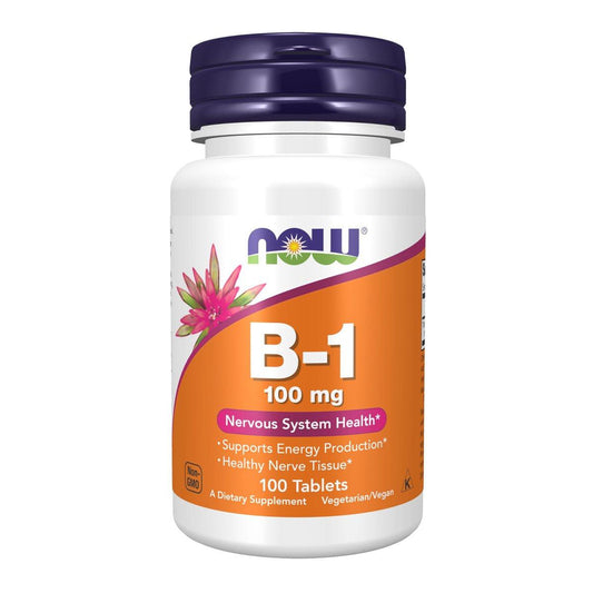 NOW Foods Vitamin B-1 100 mg – 100 Tabletten für Energieproduktion und Nervensystem