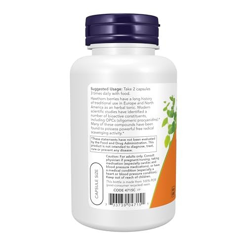 NOW Foods Nahrungsergänzungsmittel, Weißdornbeere 540 mg, Radikalfänger*, Kräuterergänzung, 100 vegane Kapseln