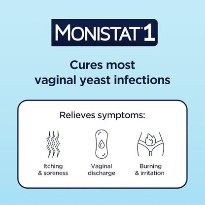 Monistat 1-Tag Behandlung gegen Scheidenpilzinfektionen für Frauen, 1 Miconazol-Ovulum & äußere Juckreiz-Creme (9g Tube) Kombipackung, maximale Stärke