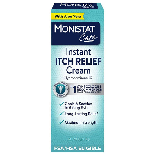 Monistat Instant Itch Relief Creme für Frauen - Duftfreie Formel mit Aloe Vera zur Linderung und Kühlung von vaginalem Juckreiz, 28 g