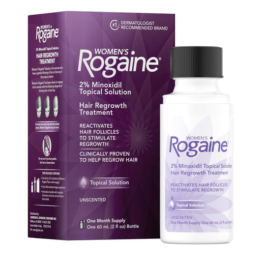 Rogaine Frauen 2% Minoxidil Topische Lösung für dünner werdendes Haar – Haarnachwuchsbehandlung für Frauen, unparfümiert, 1-Monatsvorrat, 60 ml