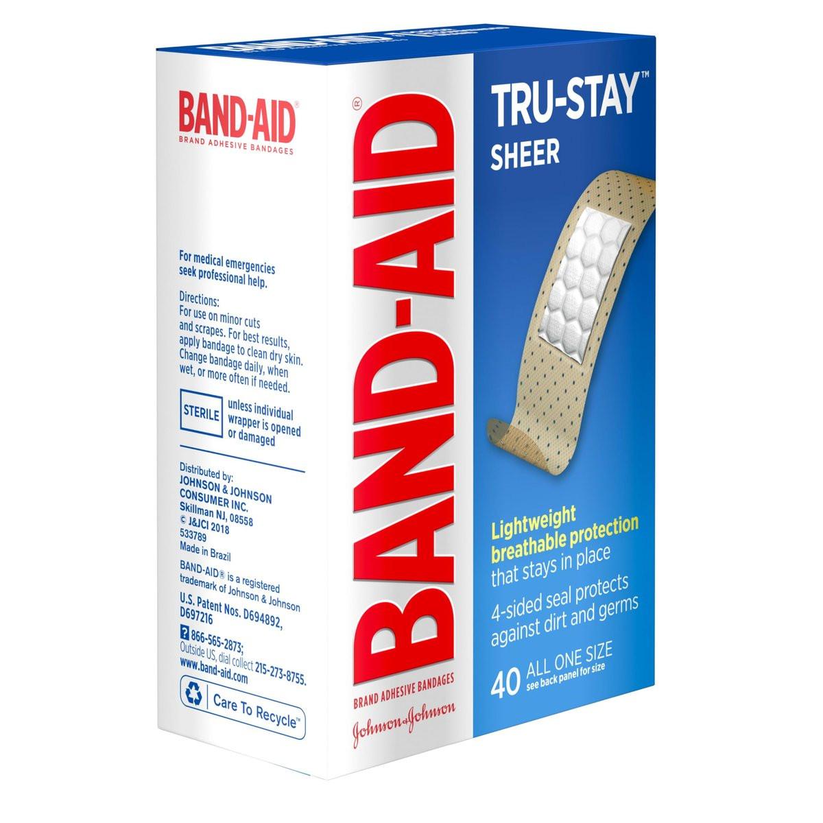 Band-Aid Brand Tru-Stay Sheer Strips – Selbstklebende sterile Wundverbände in verschiedenen Größen, 80 Stück