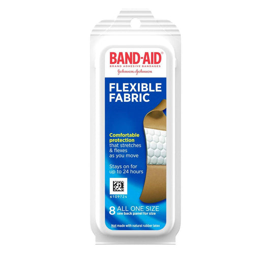 Band-Aid Brand Flexible Fabric Pflaster für Wundversorgung und Erste Hilfe, Einheitsgröße, 8 Stück