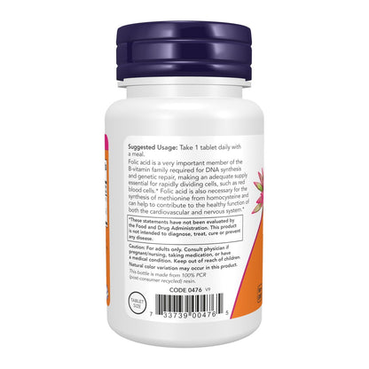 NOW Foods Folsäure 800 mcg + B-12 25 mcg, B-Komplex-Vitamin, 250 Tabletten