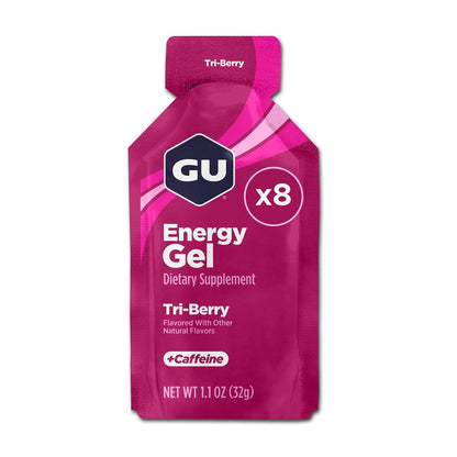 GU Energy Original Sports Nutrition Energy Gel, Vegan, Glutenfrei, Koscher & Laktosefrei – 8er-Pack Tri-Berry für unterwegs