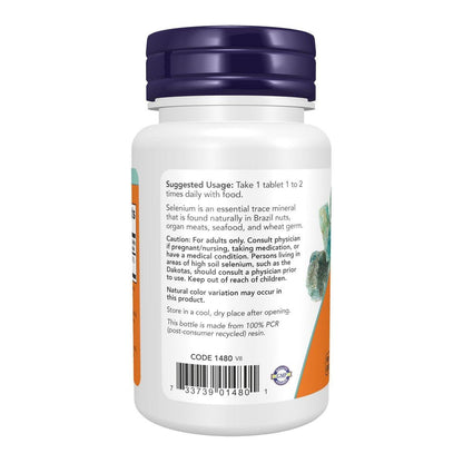 NOW Foods Selenium (L-Selenomethionin) 100 mcg - 100 Tabletten - Essenzielles Mineral