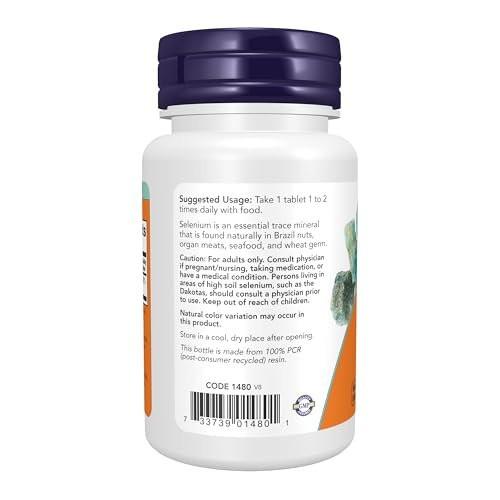 NOW Foods Selenium (L-Selenomethionin) 100 mcg - 100 Tabletten - Essenzielles Mineral