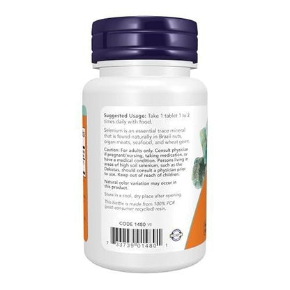NOW Foods Selenium (L-Selenomethionin) 100 mcg - 100 Tabletten - Essenzielles Mineral