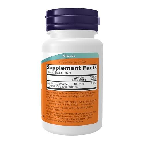 NOW Foods Selenium (L-Selenomethionin) 100 mcg - 100 Tabletten - Essenzielles Mineral